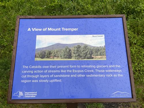 Signage reading a View of Mount Tremper in the Catskills, new york