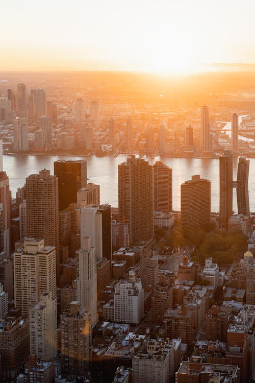 A view of the city from the top of the Empire State Building in Manhattan.