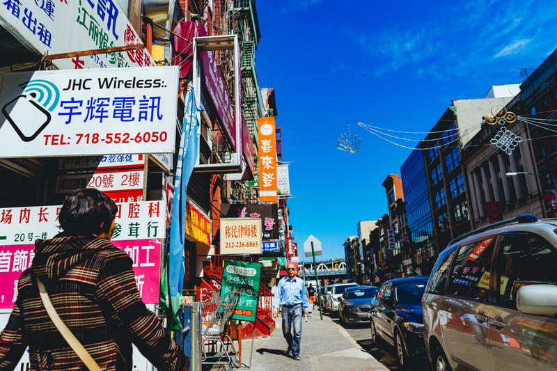 A man walking down a New York City street.