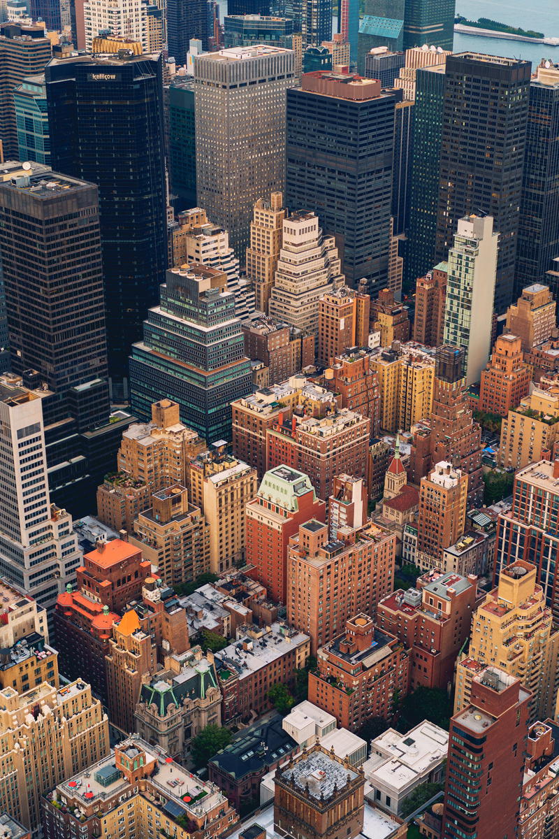 The sky above NYC is blue.