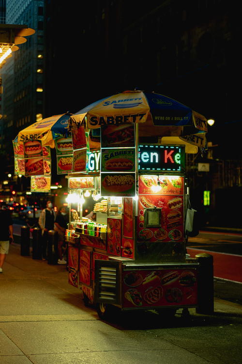 A food cart in NYC.