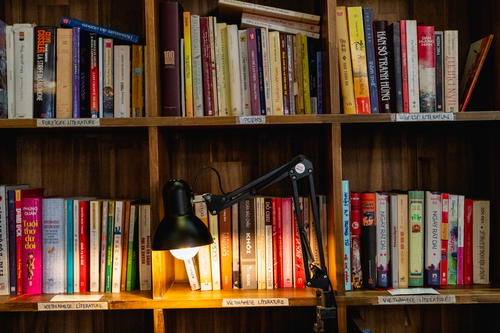 Library in cafe interior Best cafes in Hanoi Tranquil Books and Coffee