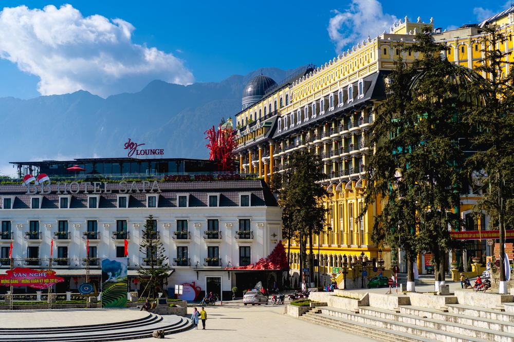 A yellow building in Sapa, Vietnam.