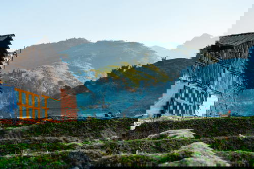 A wooden house in Sapa, Vietnam.