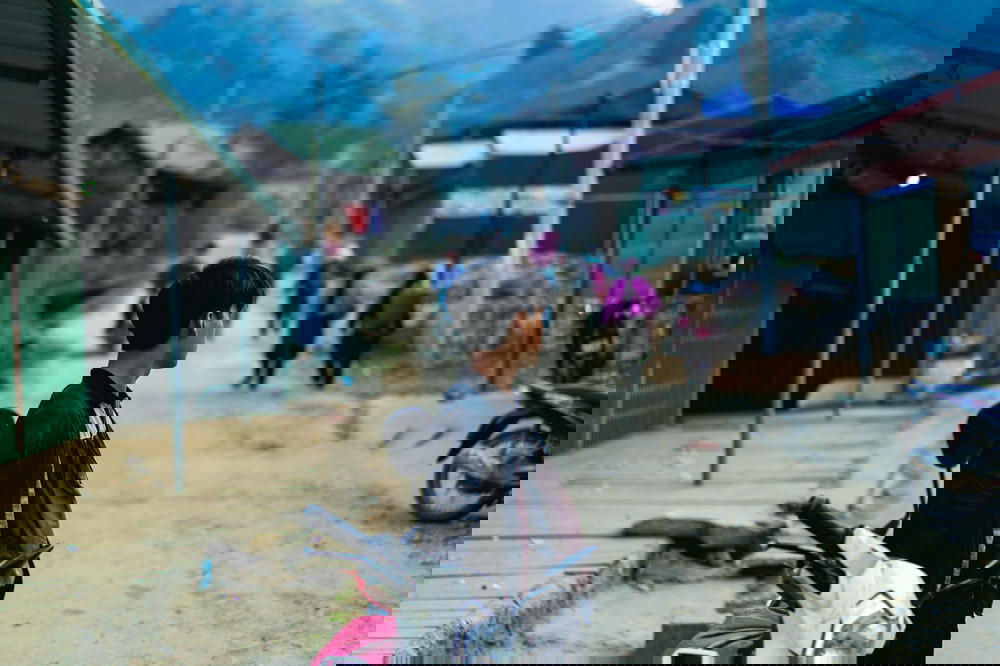 Man and his bike in a small village near Sapa, Vietnam