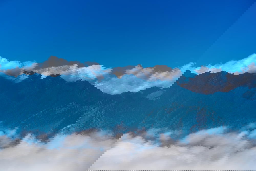 Mountain landscape with low clouds in Sapa, Vietnam